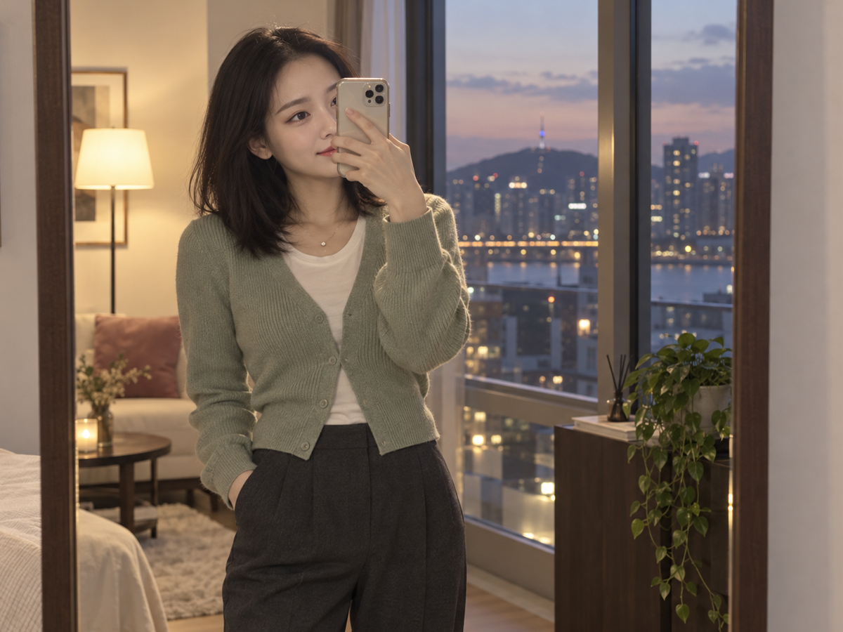 서울특별시 강남구 논현동 이동과 방문 일정을 안내하는 젊은 성인 한국 여성 관리사
